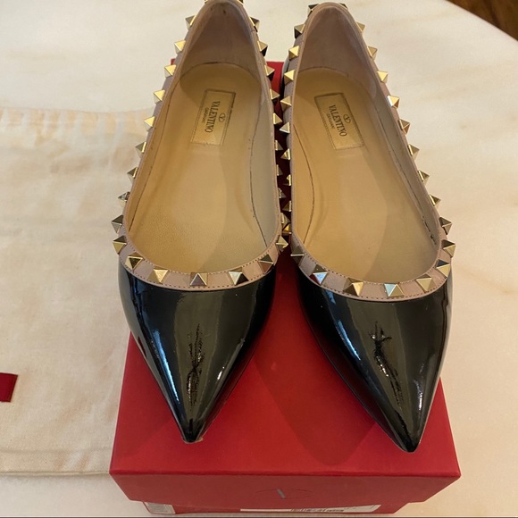 valentino garavani rockstud patent ballet flats